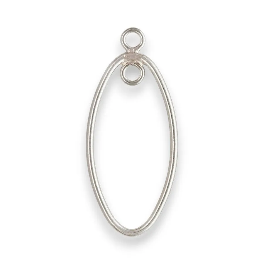 🆕🔗 Oval Pendant with Inner and Outer Jump Ring in Sterling Silver