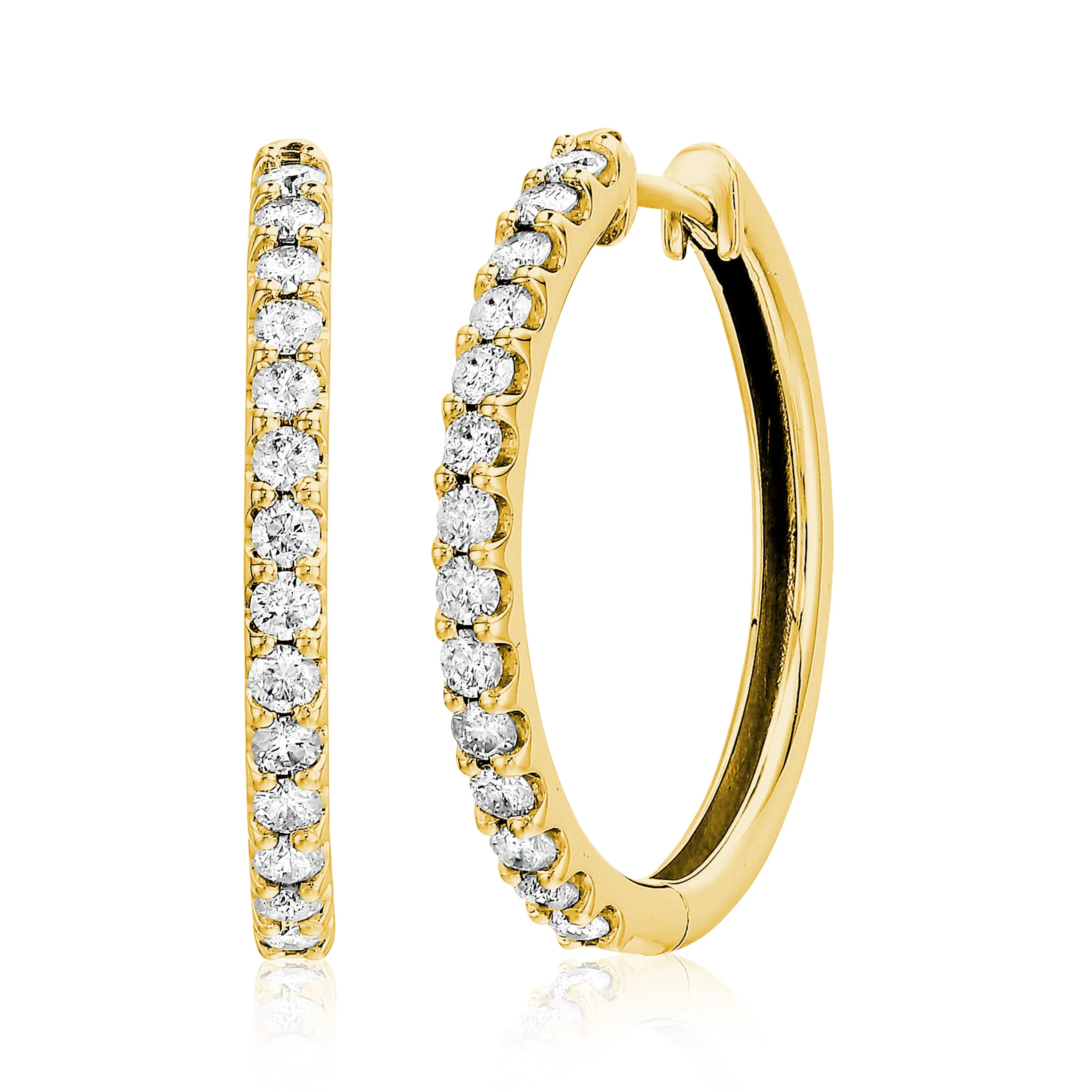 1 cttw Diamond Hoop Earrings in 10K Gold