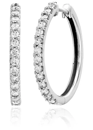 1 cttw Diamond Hoop Earrings in 10K Gold