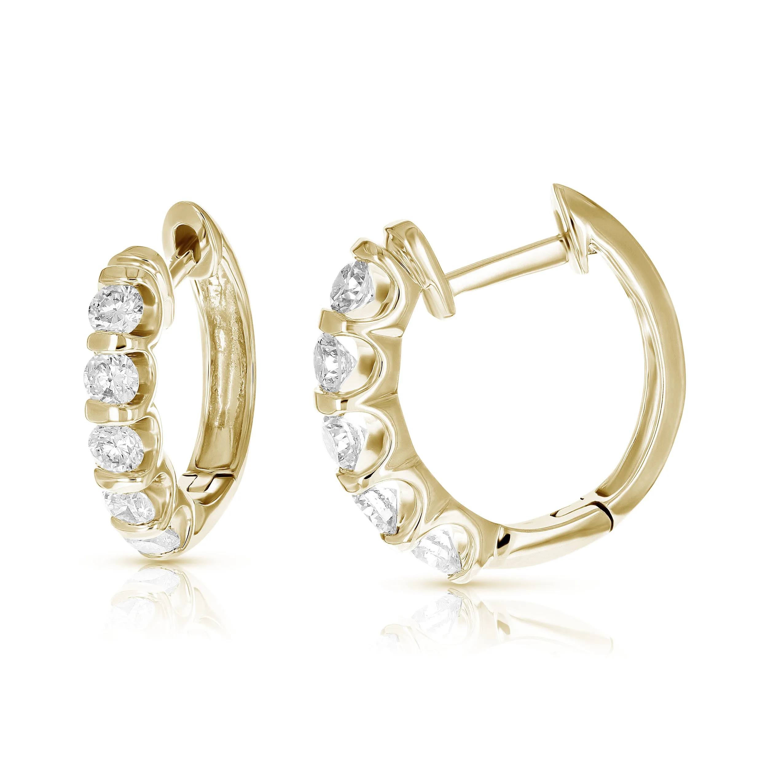 1 cttw Diamond Section Hoop Earrings in 14K Gold