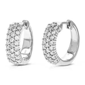 1 cttw Lab Grown Diamond Triple Row Hoop Earrings Sterling Silver