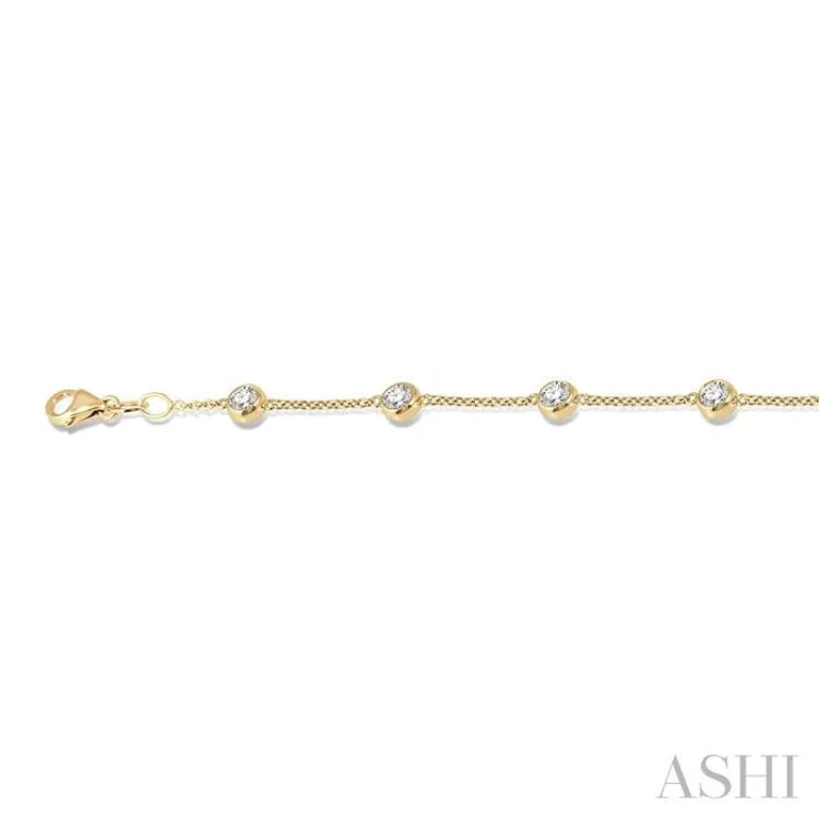 1 ctw Circular Mount Round Cut Diamond Station Bracelet in 14K Yellow Gold