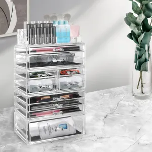 10 Drawers Cosmetic Makeup Organizer Storage Jewellery Box Clear Acrylic