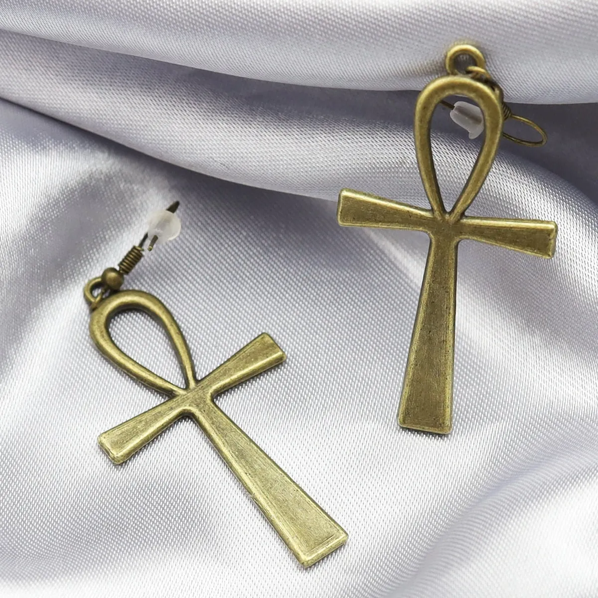 10x5cm Vintage Gold Silver Plated Egyptian Life Big Ankh Cross Pendant Long Chain Sweater Necklace Jewelry Dropshipping