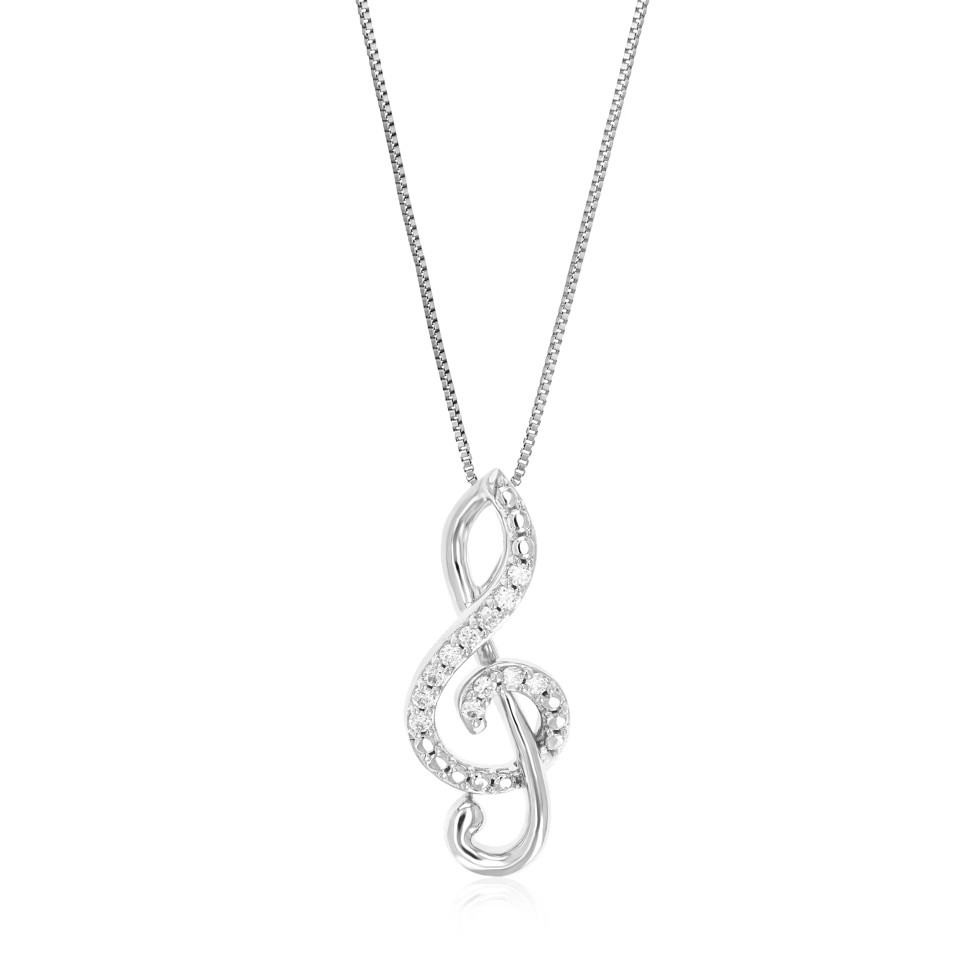 1/10 cttw Lab Grown Round Diamond Pendant Necklace .925 Sterling Silver 1/4 Inch With 18 Inch Chain