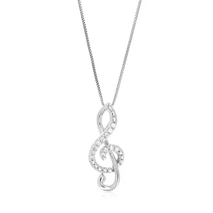 1/10 cttw Lab Grown Round Diamond Pendant Necklace .925 Sterling Silver 1/4 Inch With 18 Inch Chain