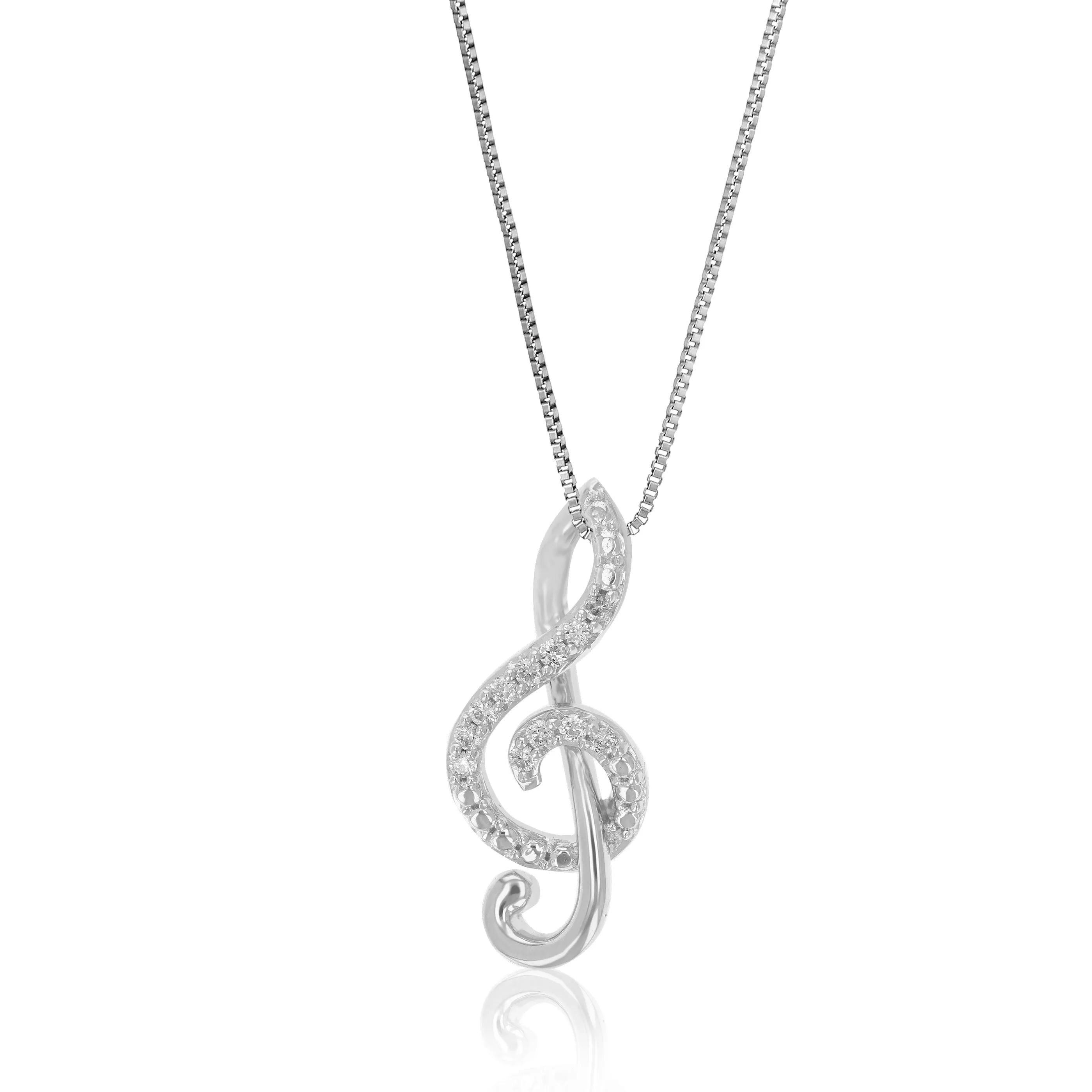 1/10 cttw Lab Grown Round Diamond Pendant Necklace .925 Sterling Silver 1/4 Inch With 18 Inch Chain