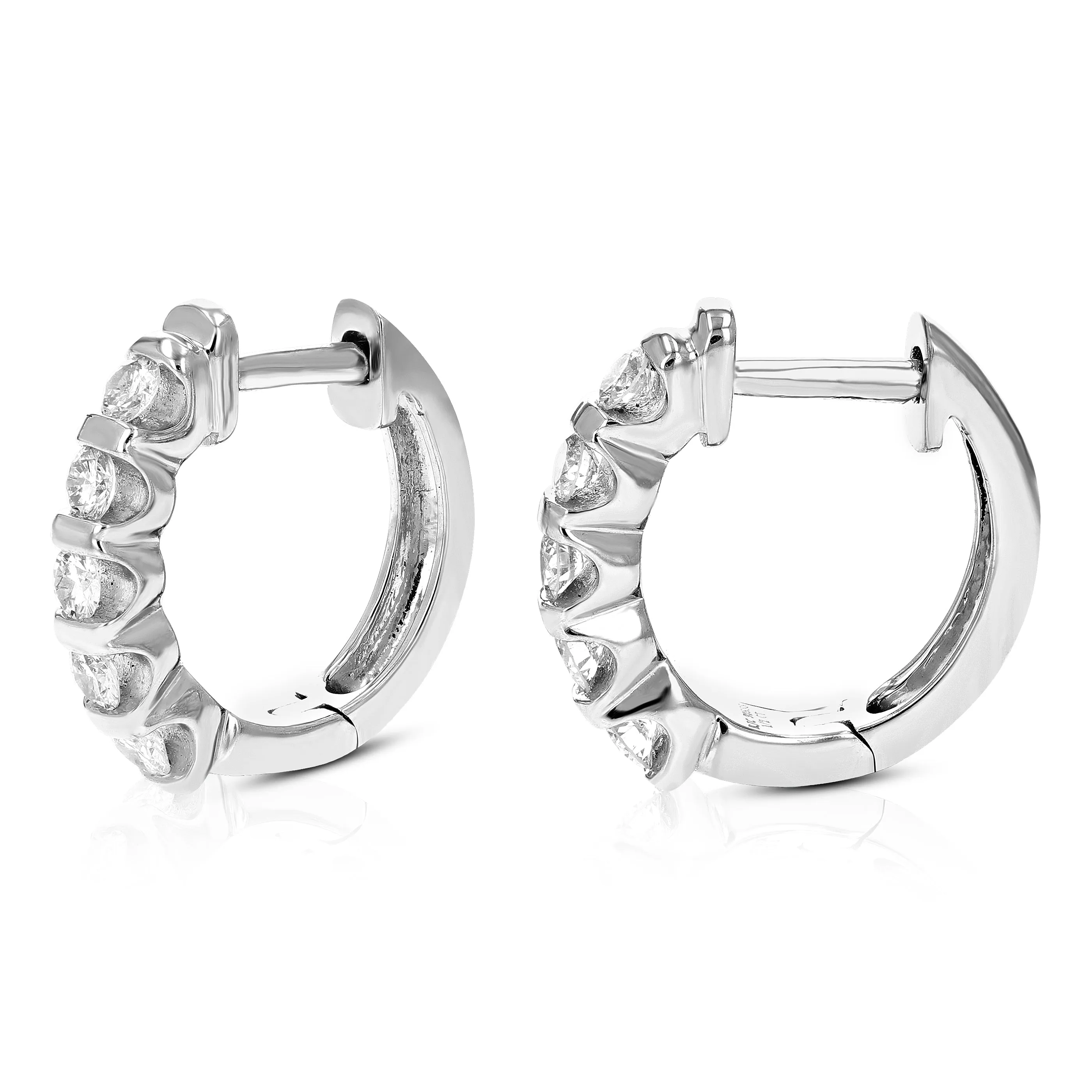 1/2 cttw Lab Grown Bezel Diamond Hoop Earrings in Sterling Silver