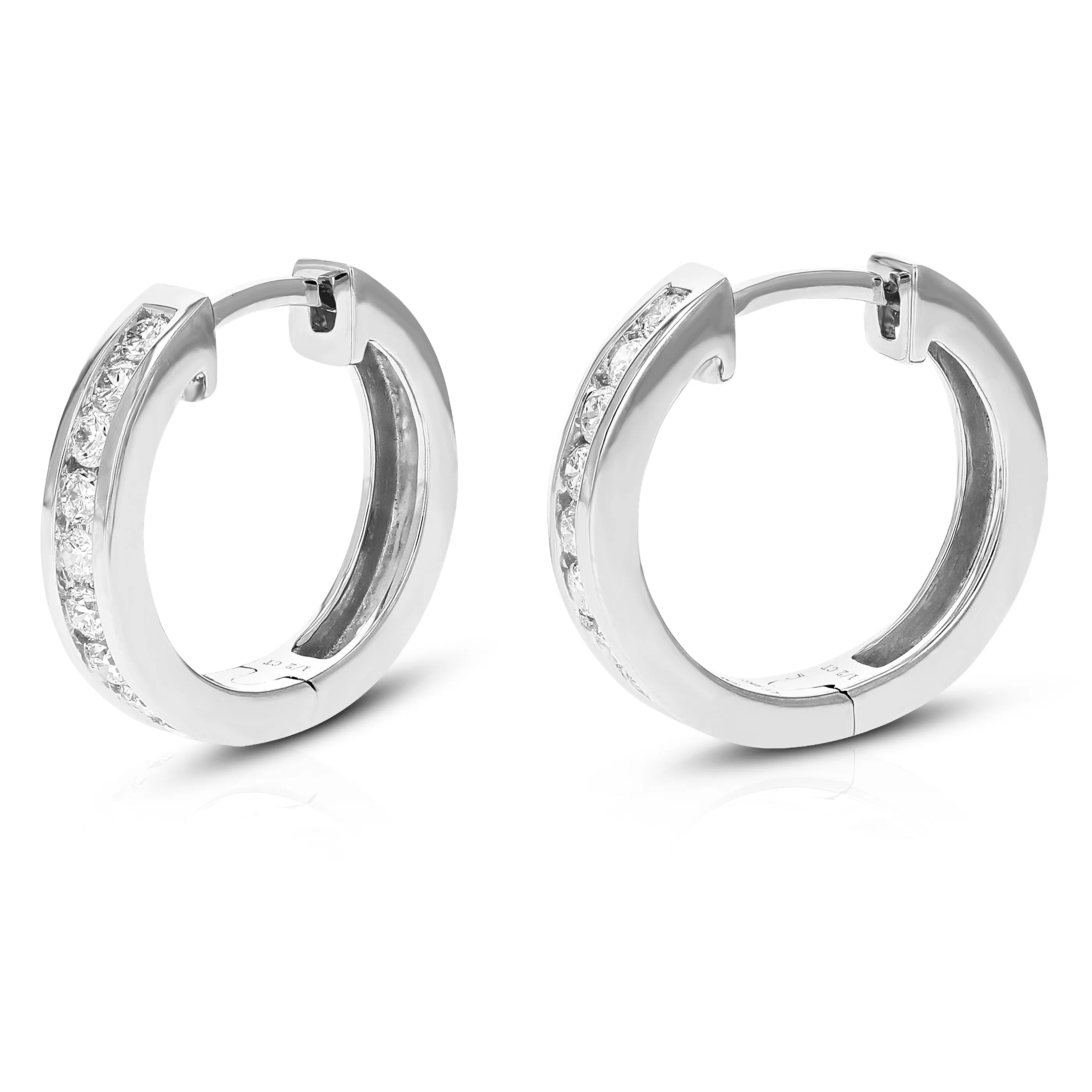 1/2 cttw Lab Grown Diamond Channel Hoop Earrings Sterling Silver