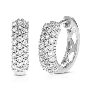 1/2 cttw Lab Grown Diamond Triple Row Hoop Earrings in Silver