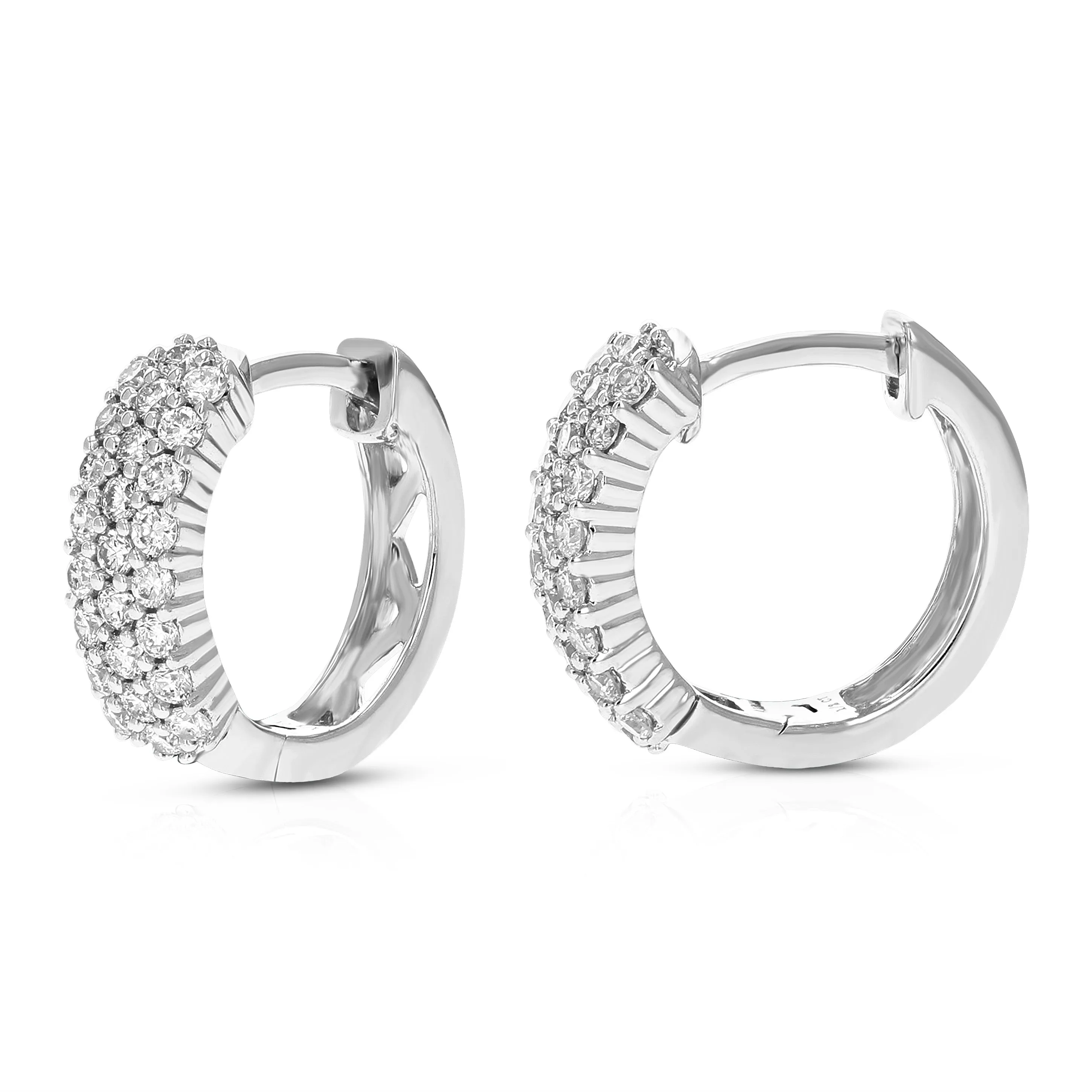 1/2 cttw Lab Grown Diamond Triple Row Hoop Earrings in Silver