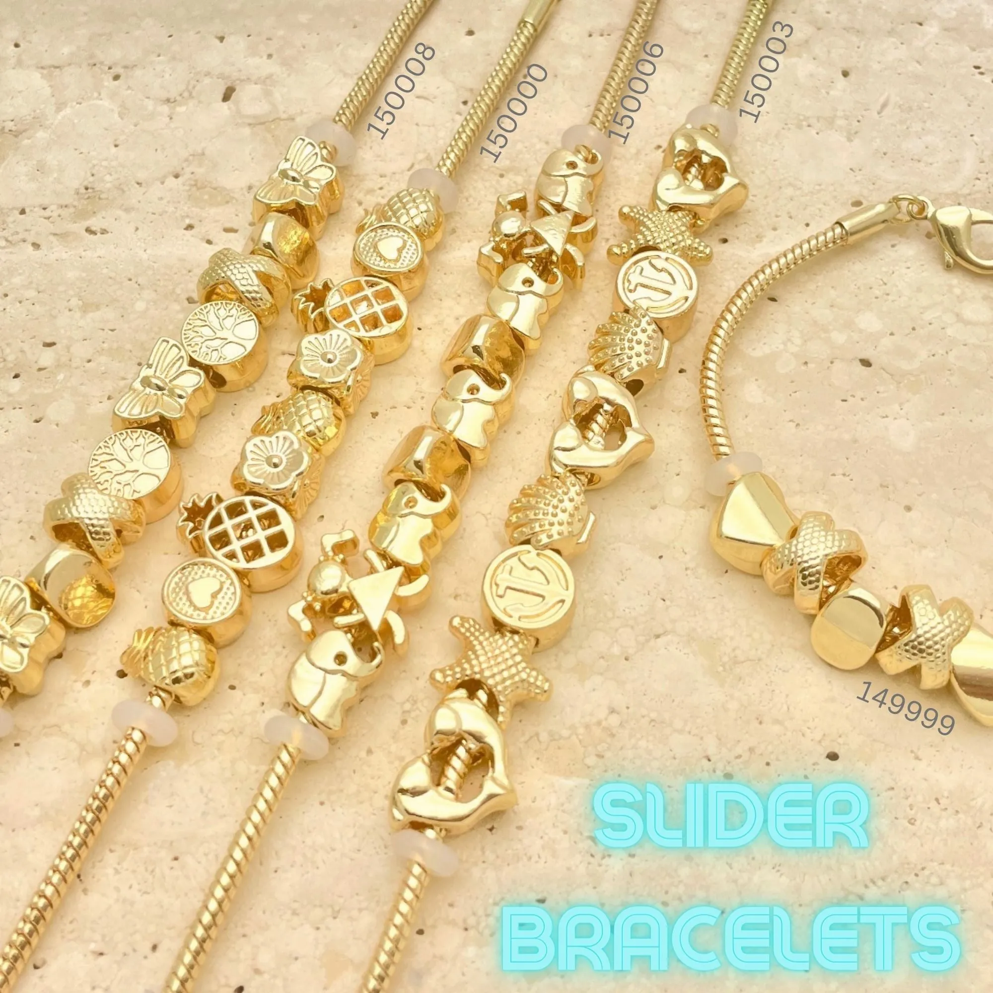 12pcs of New Slider Charm Bracelets in Gold Layered ($8.33) ea