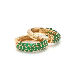 14K & 18K Micro-Pave Emerald Hoop Earrings