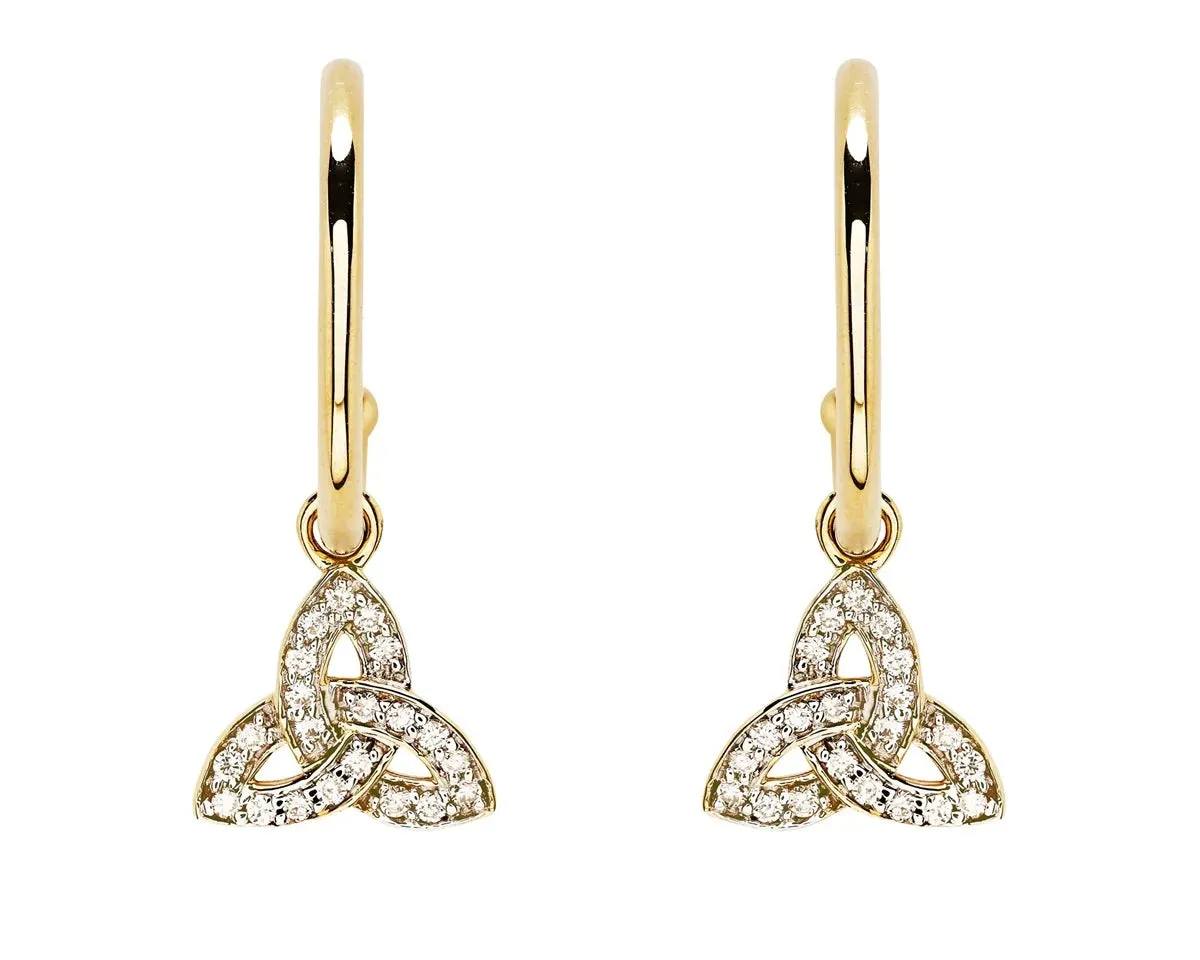 14K Gold Lab Diamond Trinity Knot Stud Drop Earrings .20ct