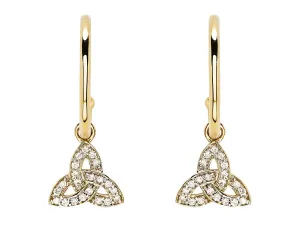 14K Gold Lab Diamond Trinity Knot Stud Drop Earrings .20ct