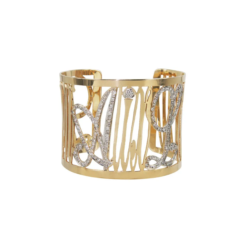 14k Thin Diamond Note Cuff