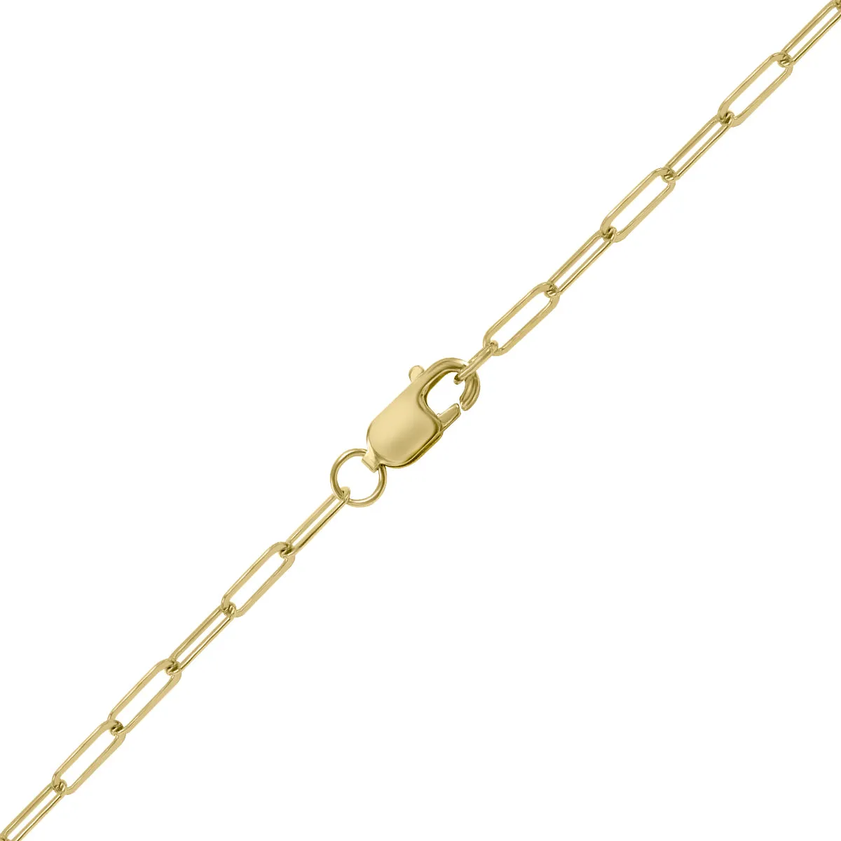 14K Yellow Gold Filled 2Mm Flat Link Paperclip Chain With Lobster Clasp - 18 Inch