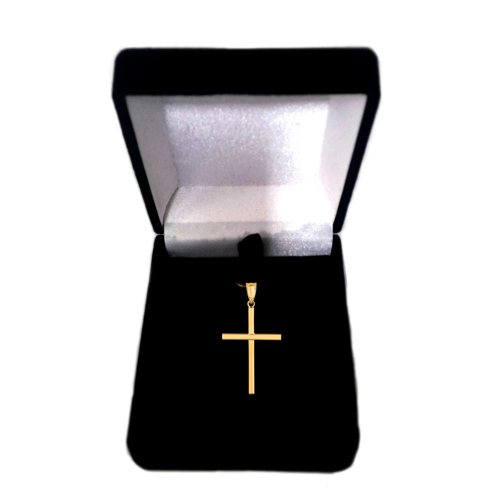 14k Yellow Gold Shiny Square Tube Style Cross Pendant