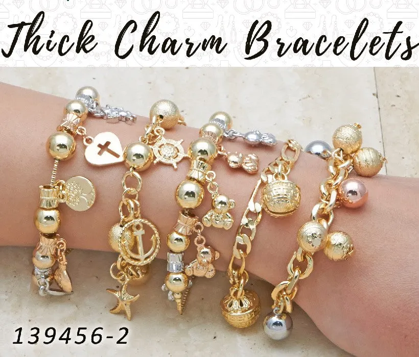 15 Thick Charm Bracelets in Gold Layered ($6.67) ea