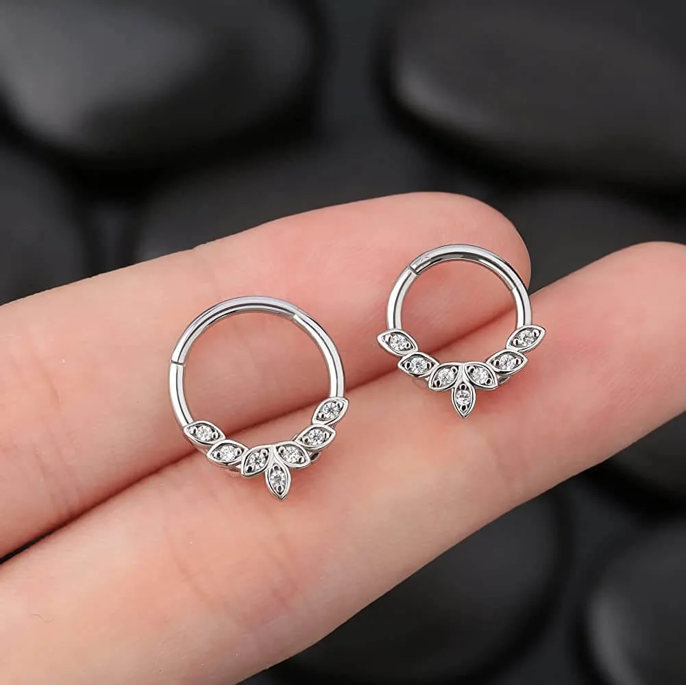 16G Daith Earrings Hoop Cluster CZ Clicker Helix Ear Piercing