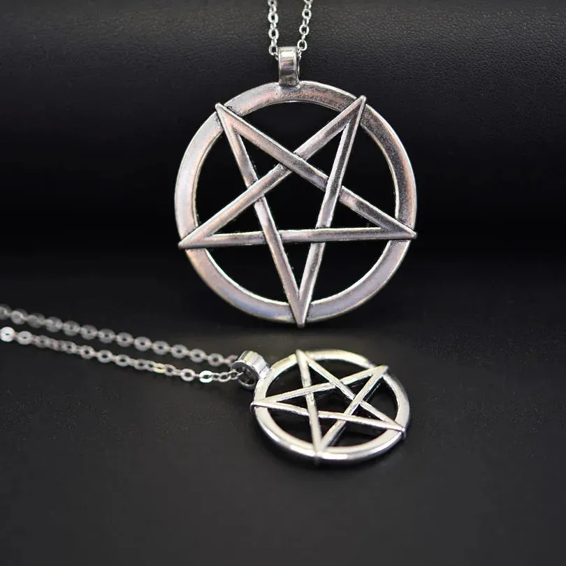 1Pc Witchcraft Pentagram Lucky Amulet Pendant Necklace - Women's Wicca Star Pentacle Grunge Statement Jewelry