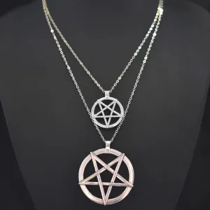 1Pc Witchcraft Pentagram Lucky Amulet Pendant Necklace - Women's Wicca Star Pentacle Grunge Statement Jewelry