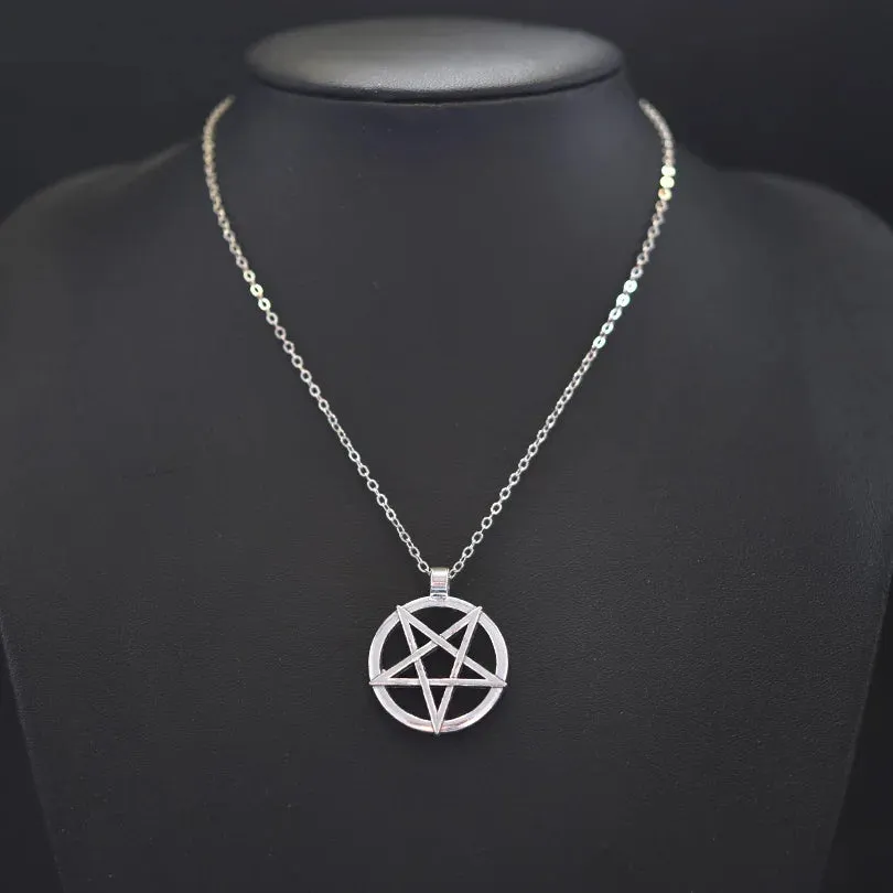 1Pc Witchcraft Pentagram Lucky Amulet Pendant Necklace - Women's Wicca Star Pentacle Grunge Statement Jewelry