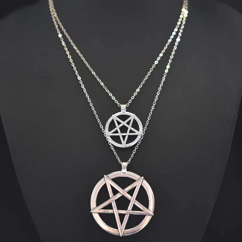 1Pc Witchcraft Pentagram Lucky Amulet Pendant Necklace - Women's Wicca Star Pentacle Grunge Statement Jewelry