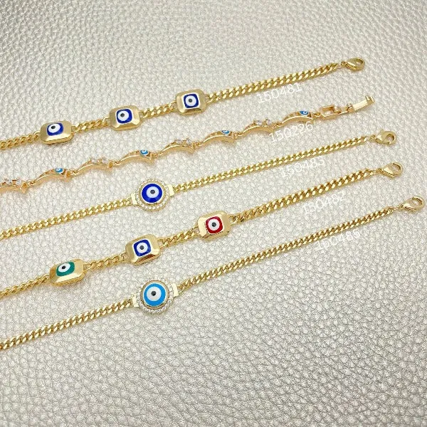 20 Trendy Evil Eye Frame Bracelets ($5.00 each) for $100 Gold Layered