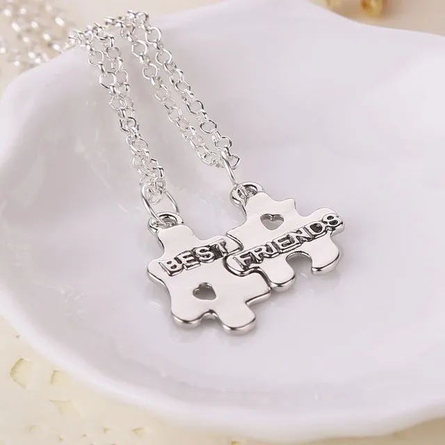 2017  Heart Broken Style 2-Piece And 3 Parts Pendant Necklace Best Friend Forever Necklace Gift For Girl