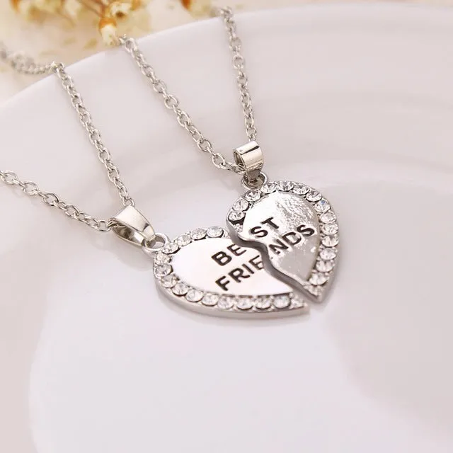 2017  Heart Broken Style 2-Piece And 3 Parts Pendant Necklace Best Friend Forever Necklace Gift For Girl