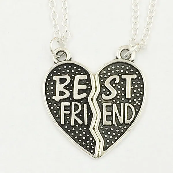 2017  Heart Broken Style 2-Piece And 3 Parts Pendant Necklace Best Friend Forever Necklace Gift For Girl