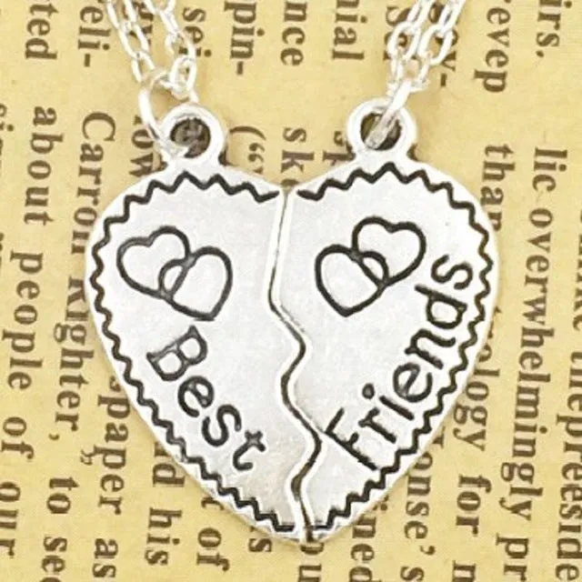 2017  Heart Broken Style 2-Piece And 3 Parts Pendant Necklace Best Friend Forever Necklace Gift For Girl