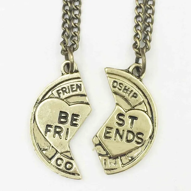 2017  Heart Broken Style 2-Piece And 3 Parts Pendant Necklace Best Friend Forever Necklace Gift For Girl