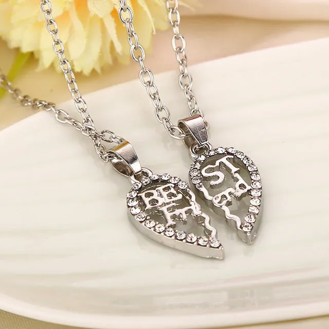 2017  Heart Broken Style 2-Piece And 3 Parts Pendant Necklace Best Friend Forever Necklace Gift For Girl