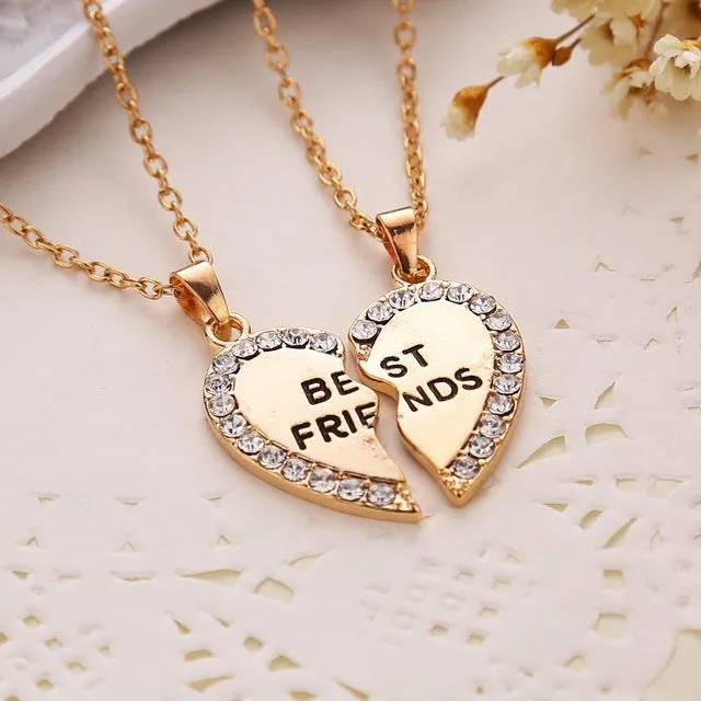 2017  Heart Broken Style 2-Piece And 3 Parts Pendant Necklace Best Friend Forever Necklace Gift For Girl