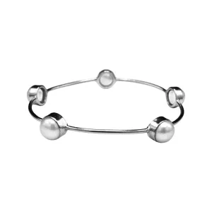 212-01-S | SEEMA 9 MM PEARL BEZEL BANGLE IN SILVER