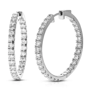 3 cttw Inside Out Lab Grown Diamond Hoop Earrings Sterling Silver