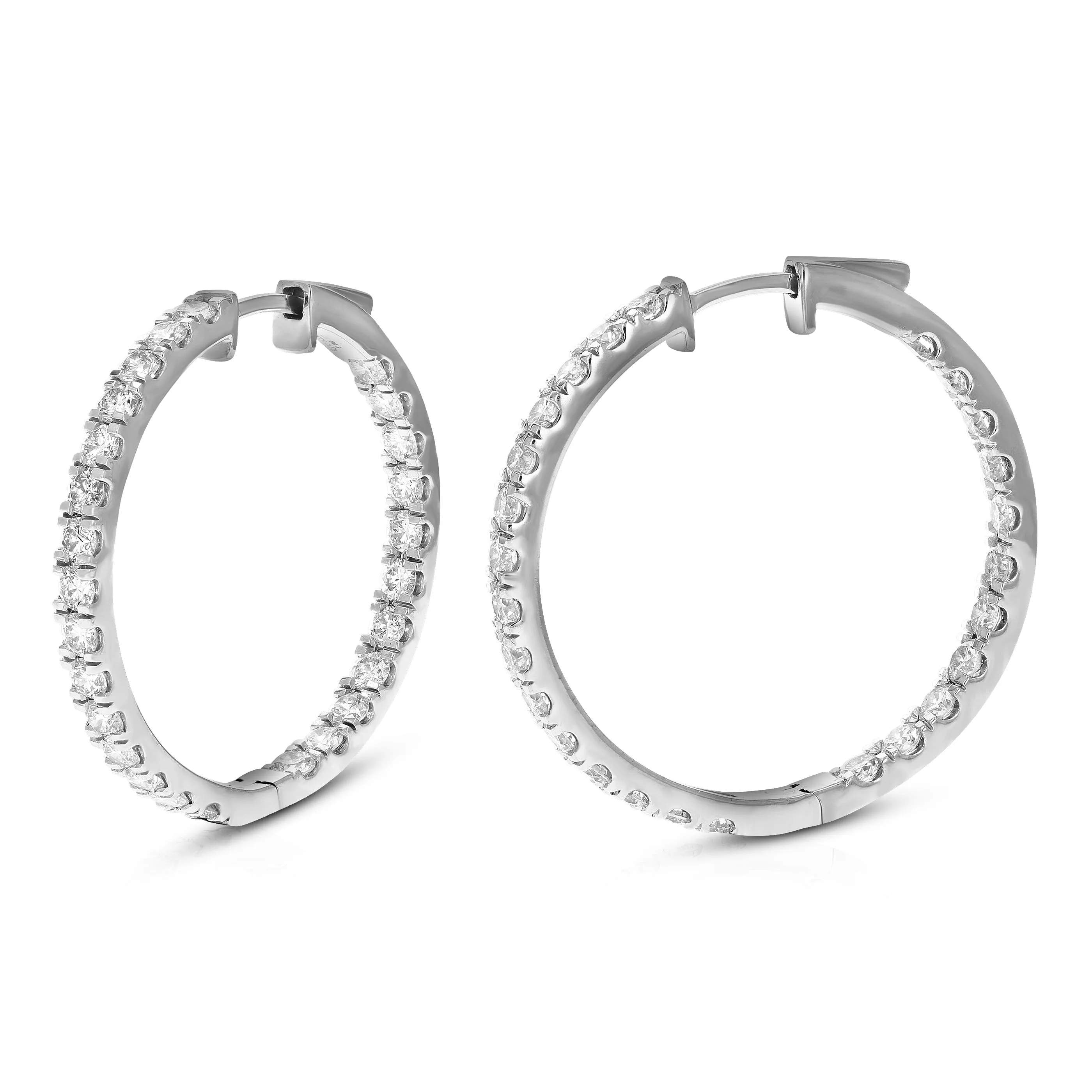 3 cttw Inside Out Lab Grown Diamond Hoop Earrings Sterling Silver