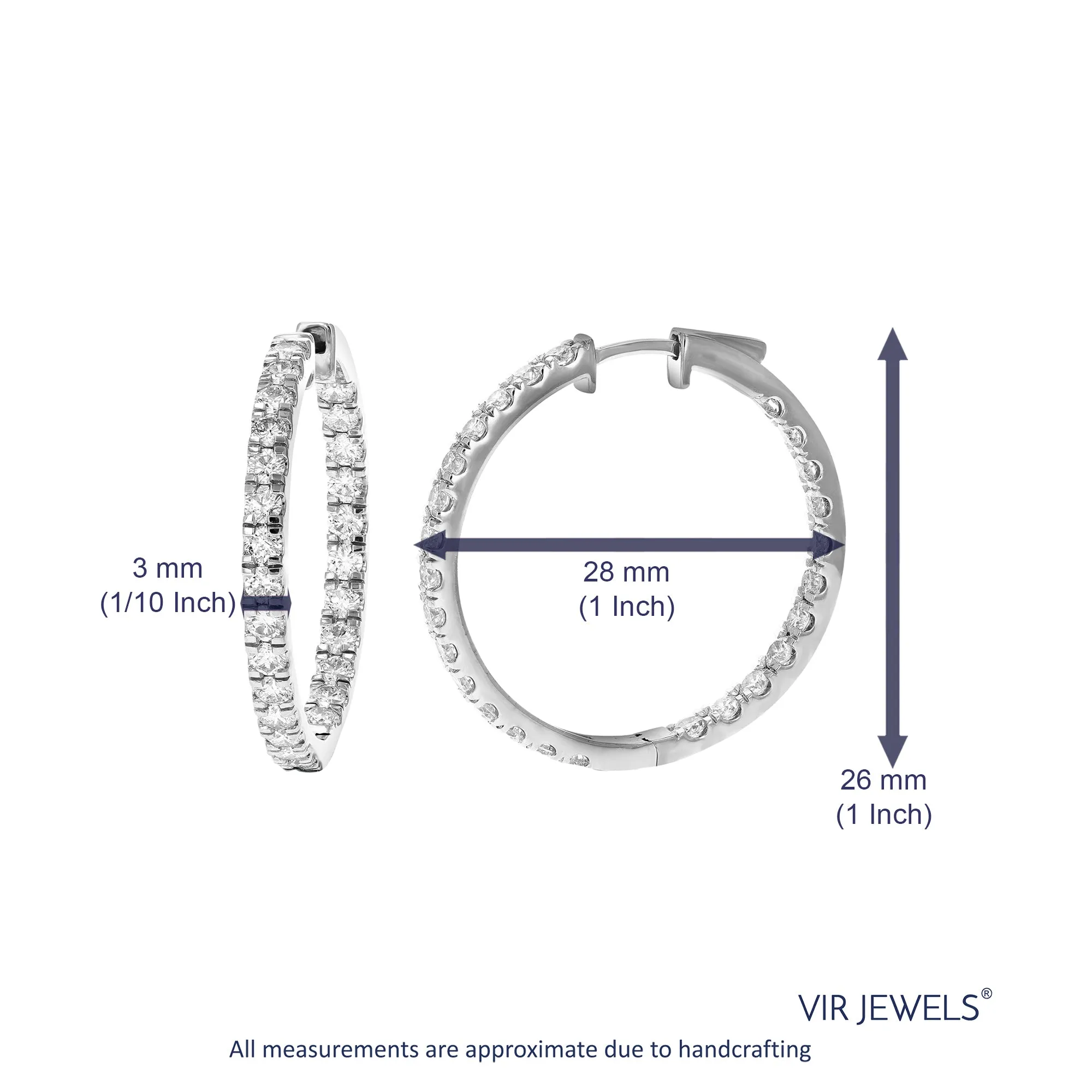 3 cttw Inside Out Lab Grown Diamond Hoop Earrings Sterling Silver