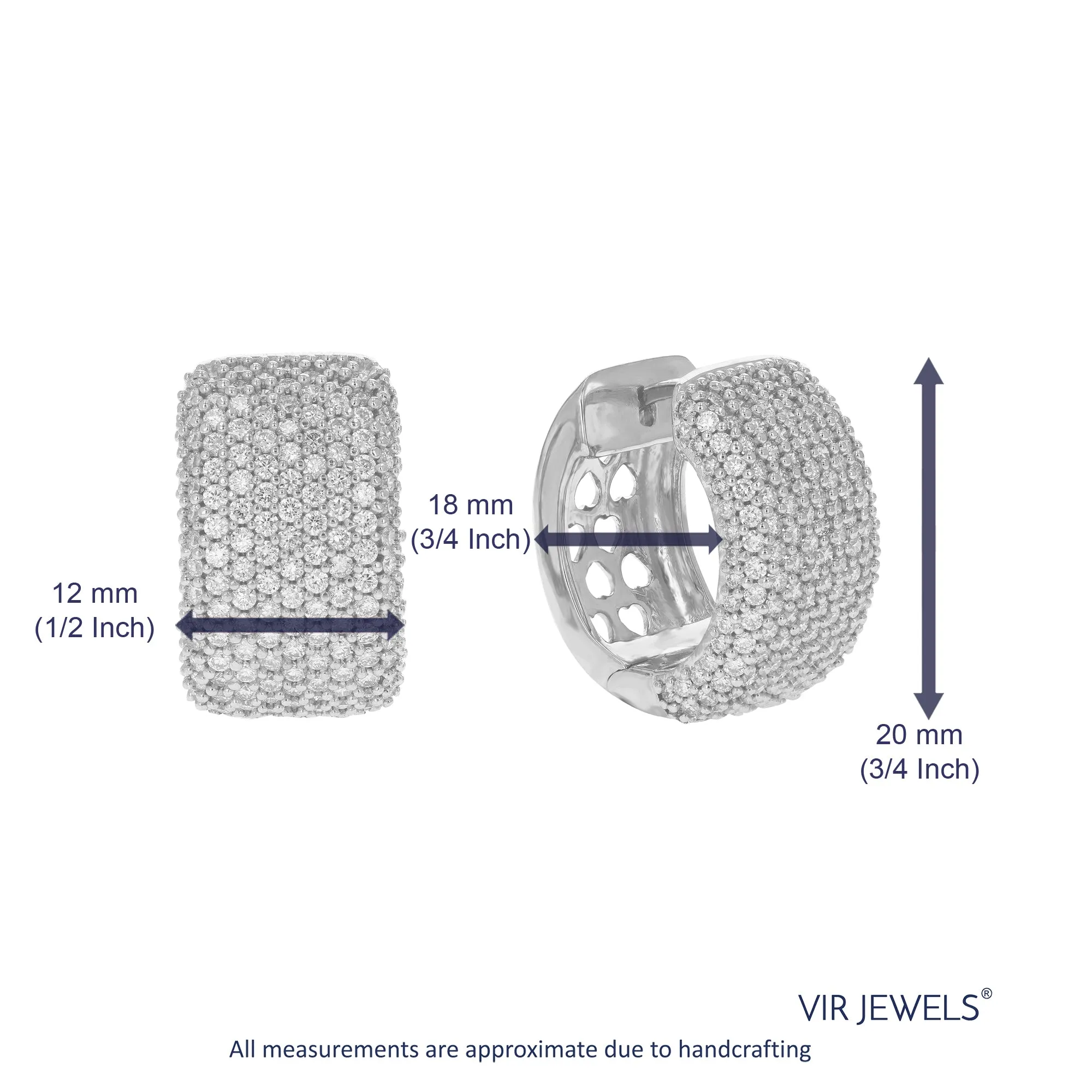 3 cttw Lab Grown Diamond Cluster Hoop Earrings in Sterling Silver