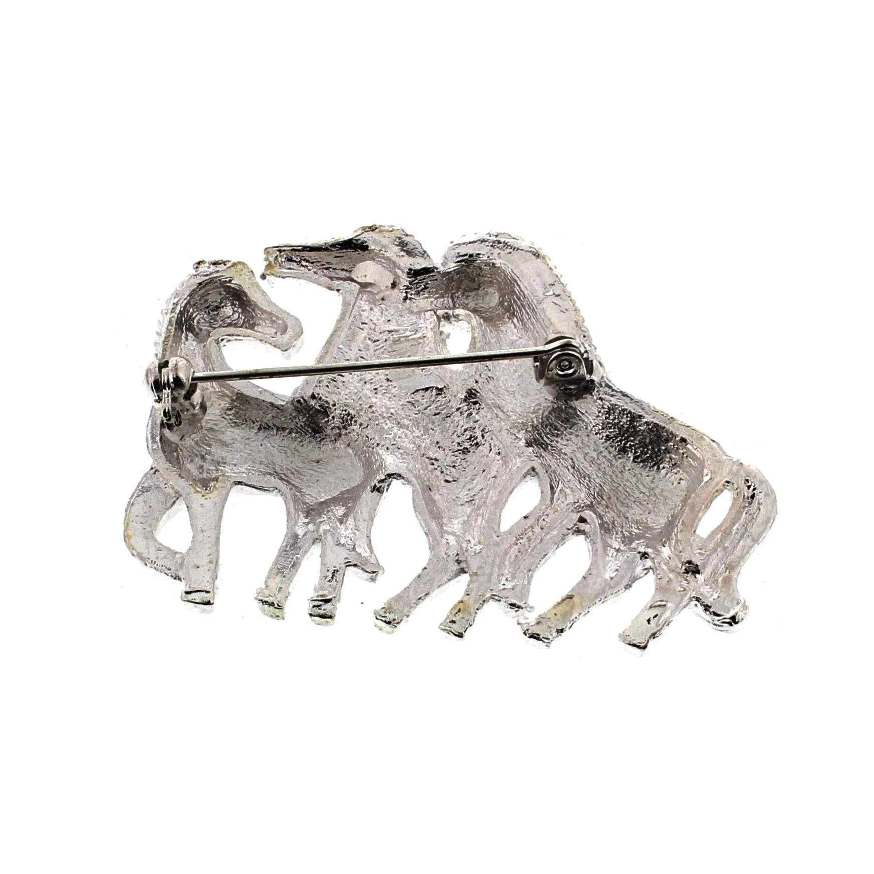 3 Horses with Diamante Stones Brooch (5.4 x 4cm)