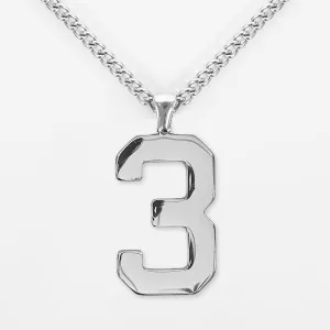 3 Number Pendant with Chain Kids Necklace - Stainless Steel