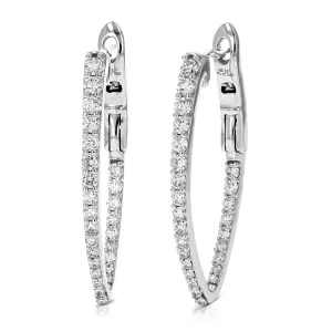 3/4 cttw Lab Grown Diamond Inside Out 14K White Gold Hoop Earring