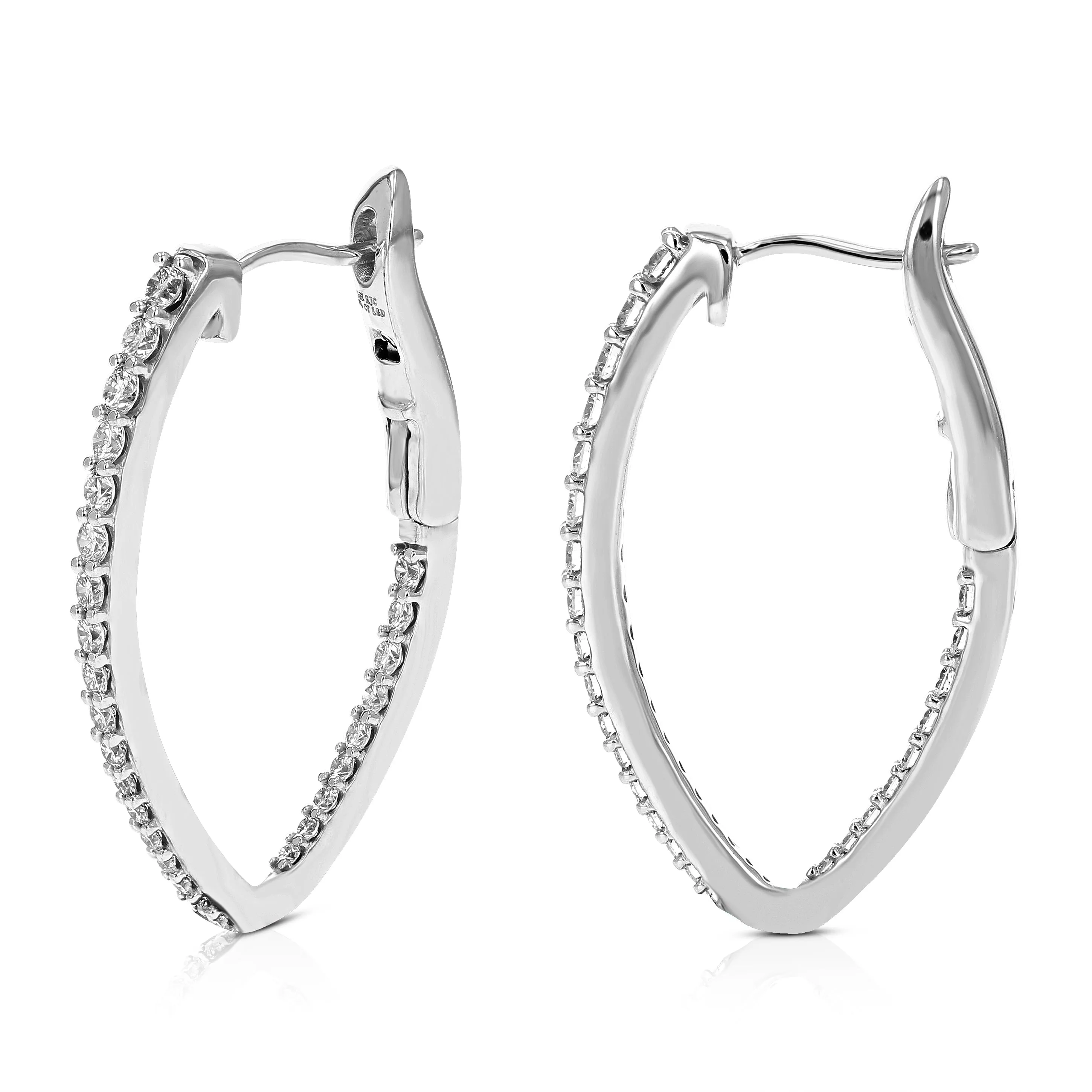 3/4 cttw Lab Grown Diamond Inside Out 14K White Gold Hoop Earring