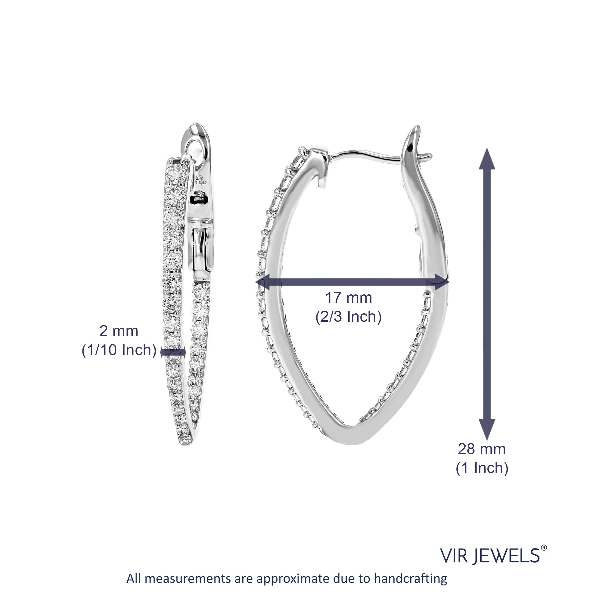 3/4 cttw Lab Grown Diamond Inside Out 14K White Gold Hoop Earring