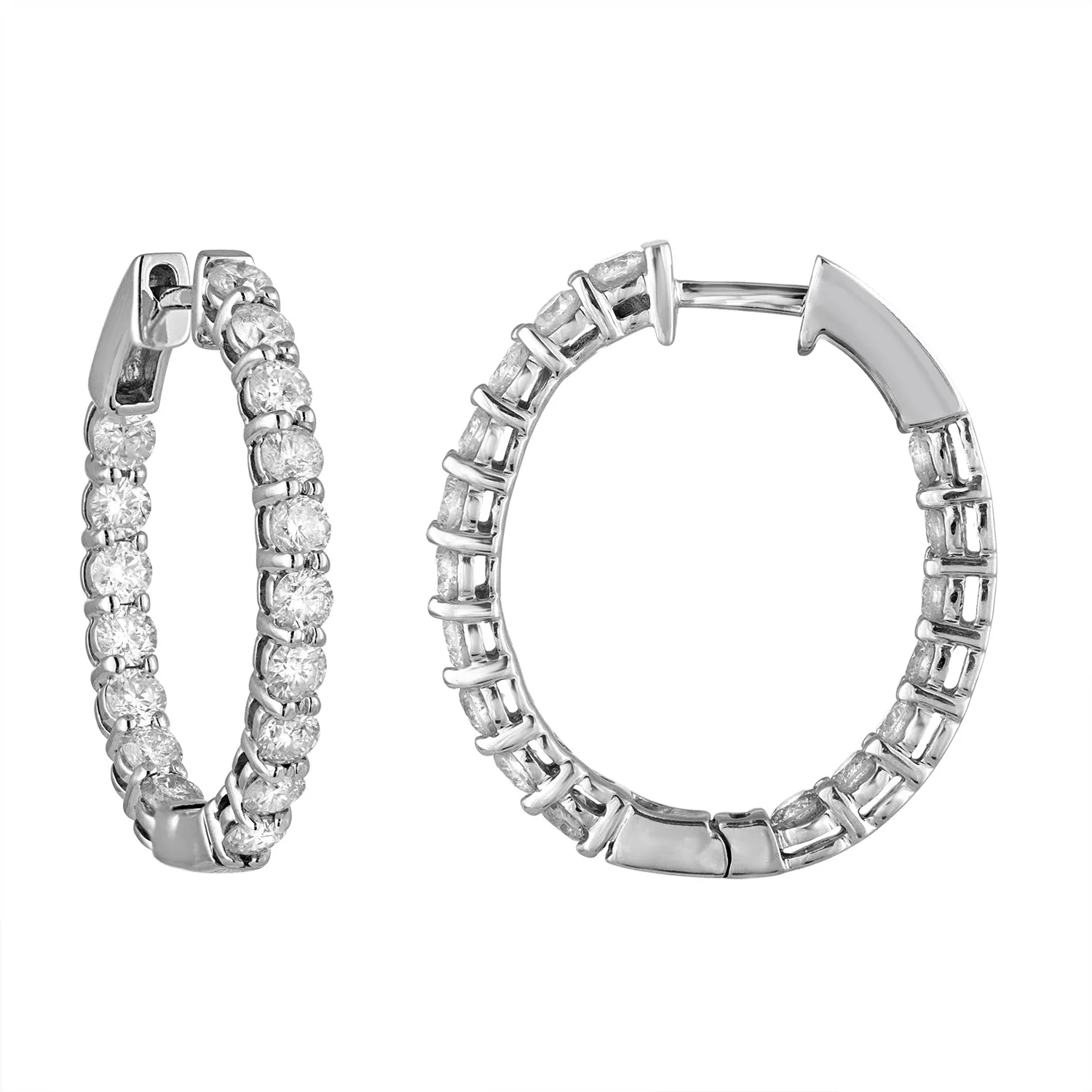 4 cttw Diamond Inside Out Hoop Earrings in 14K Gold