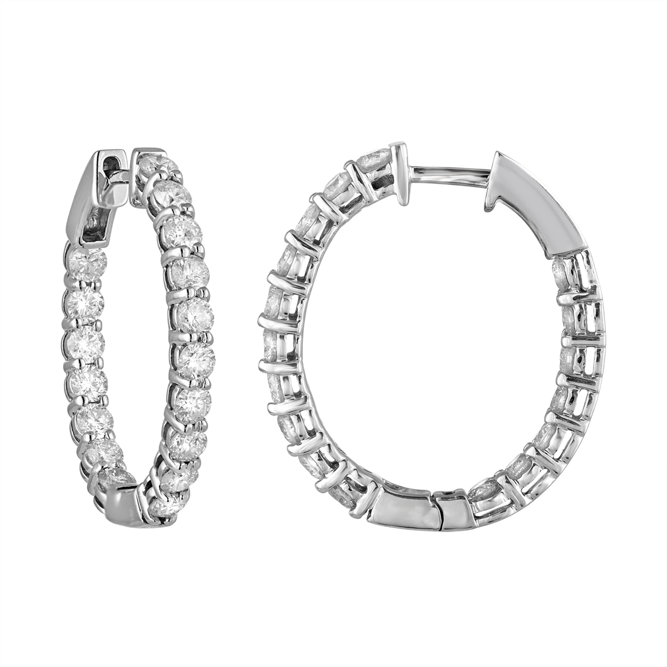 4 cttw Diamond Inside Out Hoop Earrings in 14K Gold