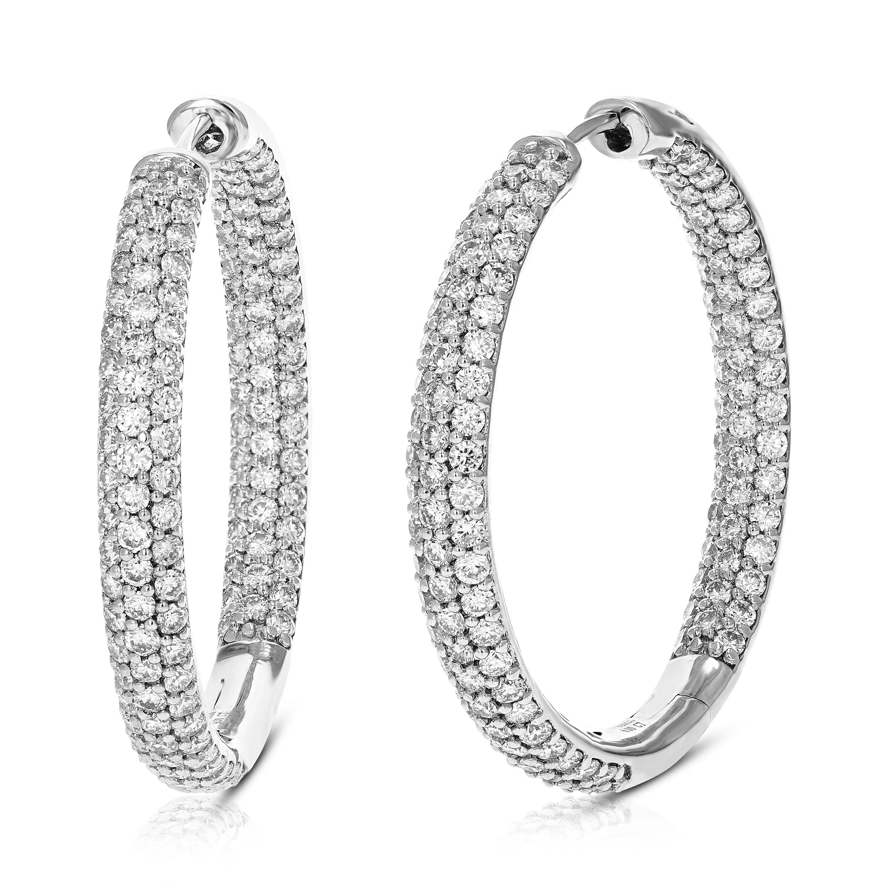 4 cttw Lab Grown Diamond Inside Out Hoop Earrings in .925 Sterling Silver