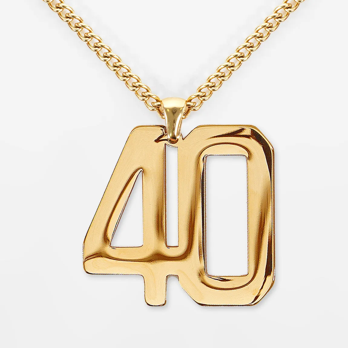 40 Number Pendant with Chain Kids Necklace - Gold Plated Stainless Steel